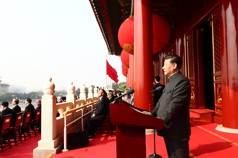 10月1日上午，慶祝中華人民共和國成立70周年大會在北京天安門廣場隆重舉行。中共中央總書記、國家主席、中央軍委主席習近平發(fā)表重要講話。