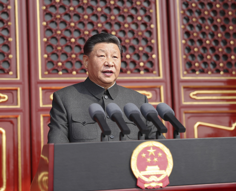 10月1日上午，慶祝中華人民共和國成立70周年大會在北京天安門廣場隆重舉行。中共中央總書記、國家主席、中央軍委主席習近平發(fā)表重要講話。